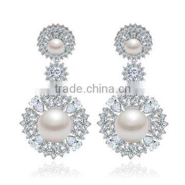 AAA+ Cubic Zircon Water Drop Pearl Earrings for Wedding Party Women's Fashion Jewelry Earrings