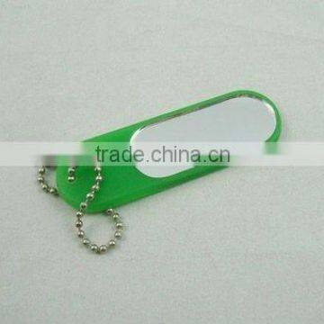 Plastic key chian cosmetic mirror / cheap small makeup mirror / Finger small cosmetic mirror