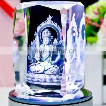 3D image crystal cube with led music base gift