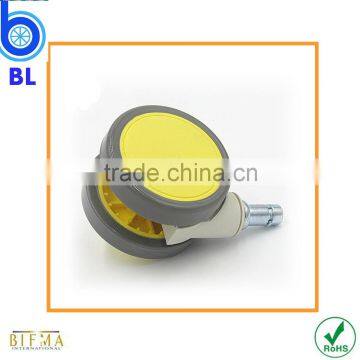 Eco-friendly Swivel 64mm Yellow Grip Ring Stem TPR Appliance Furniture Caster Wheel photo-3