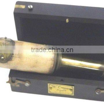 VINTAGE BRASS STYLE ANTIQUE ROYAL NAVY TELESCOPE WITH POLISH BOX 12206
