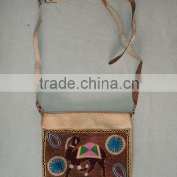 new camel leather bags with embroidery