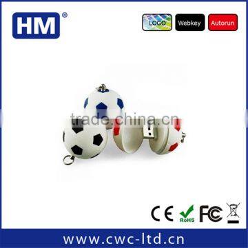 fashional promotional football plastic case usb flash drive with real capacity