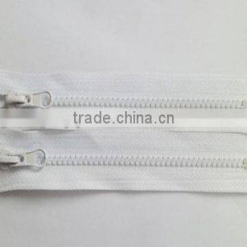 3# plastic resin zipper close end zipper with painted auto-lock thumb slider zipper coate zipper