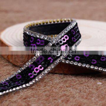 Black,Purple,Red Diamond Ribbon Base On Glue Chain photo-2