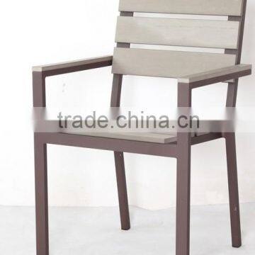 cheap garden table and chair in grey plastic wood seat and back