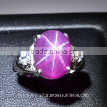 13x10 MM Ruby Star Sapphire Ring Lab-Created Sterling Silver 92.5 Size 7.5