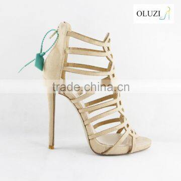 OLNS002 Comfortable zipper up high heel shoes Women elegant patry wear High Quality ankle strap sandals for women