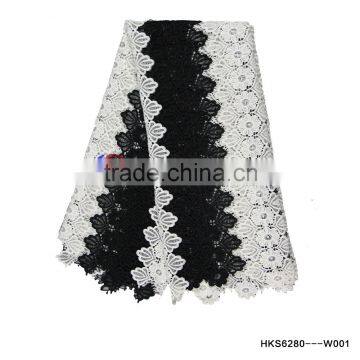 High Quality Black &White African Lace Guipure Cord Lace Fabric For women Dress Party/Occasion Dress