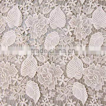 leaf and flower pattern guipure lace embroidery fabric