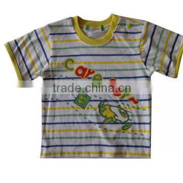 2013 short sleeve stripe printed T-shirt children clothing with cute printing