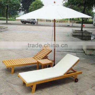 wooden sun lounge swimming pool