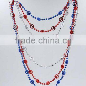 USA National Day party Bead chain fashion necklace silver charm