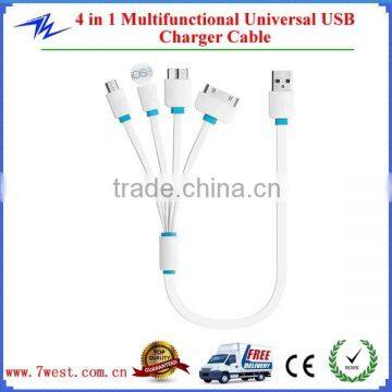 Custom Logo 4 in 1 Multifunctional USB Charger Cable for Iphone4/iphone 6/Samsung Galaxy/Android Smartphone