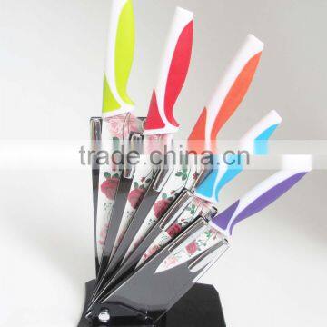 5pcs color knife set coloful flower