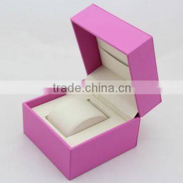 Personalized pink leather watch box with pillow