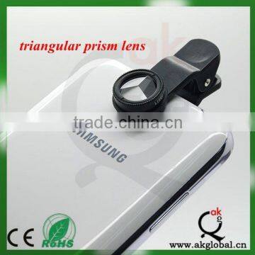 Newest Triangular Prism Lens with Clip for Mobile Phone Camera Tablet PC Silver and Black