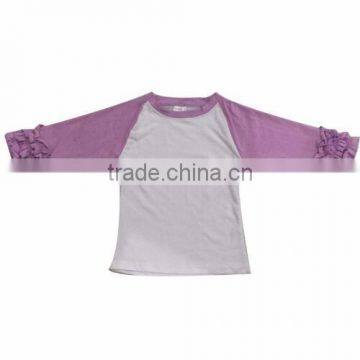 hot sale factory made 3/4 sleeves solid color raglan icing sleeve shirts