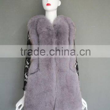 Star fashion dressed vest real fox fur coat winter vest wonderful grey coat 2016 winter coat for young ladies