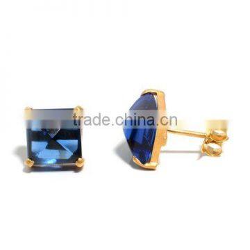 The Gopali Jewellers Sapphire Quartz earrings gemstone stud earrings wholesale Gold Stud