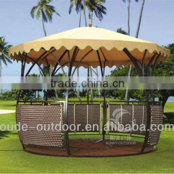 round outdoor rattan gazebo