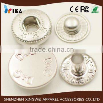 custom logo convex flat cap spring snap button for shirt