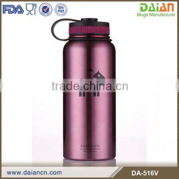 Custom printed 1000ml stainless steel thermal water bottle with covers