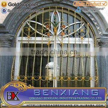 elegant wrought iron used in window decorations