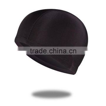 Mens Black Swim fitting hat with elastic strap