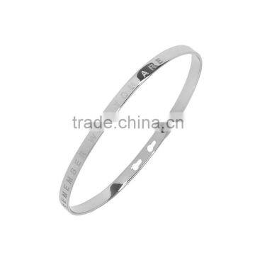 Memories Bangles With Customize Design Word 'REMEMBER WHO YOU ARE' With 4mm/7mm Width