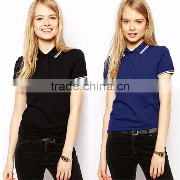 2014 wholesale fashion contrast trim cotton polo t shirt