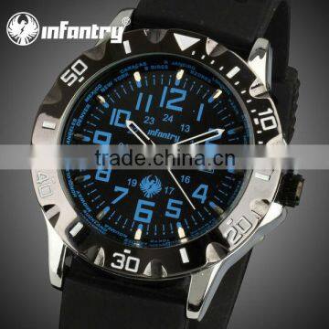 INFANTRY Luxury Men' s Date Quartz Sport Black Rubber Watch
