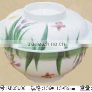 Melamine nice design printing soup bowl with lid