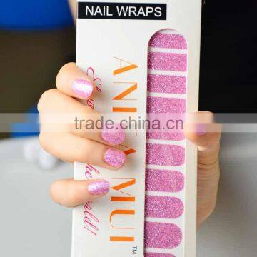 Wholesale fashion pink glitter silver nail strips decorative nail arts desgin nails supplier