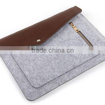 Accept Small Order Fashion Multifunction Slim Felt Tablet Bag With Zipper for Ipad