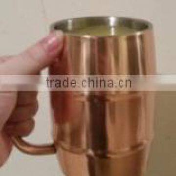 Barrel Shaped Double Walled Mug With Copper Plating With Lid photo-3