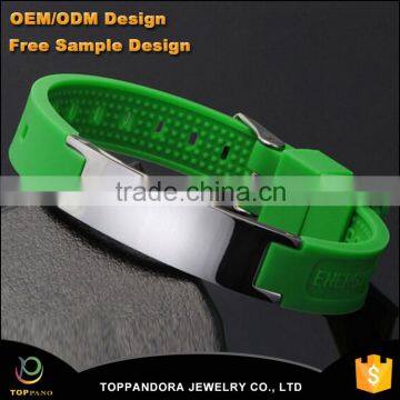 Green (Color) Power Silicone Wristband 4 In 1 Bio Elements Energy Magnetic Bracelet Stainless Steel Clasp For Men Wrist Band                        
                                                Quality Choice