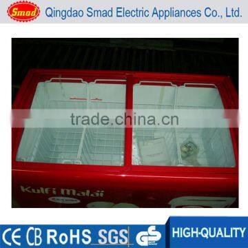 commercial supermarket chest freezer glass sliding door top freezers