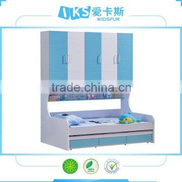 used daycare kids wardrobe bed with double bed furniture 8201#