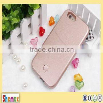 Hot-selling LED lighting selfie cover case leather case for iphone 6 plus
