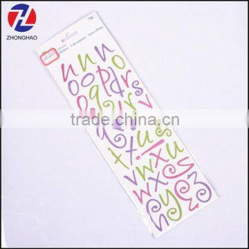 Hot sell customized wholesale alphabet puffy sticker