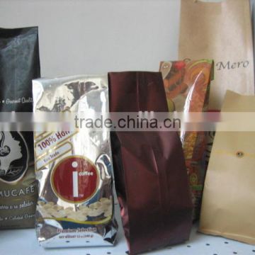 Metallic foil side gusset coffee bag / coffee pouch with valve