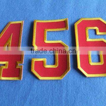 Wholesale applique embroidered sport textile numbers letters , custom arm name 3d embroidery patch