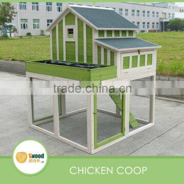 Wooden Green Chicken Coop with Flower Planter