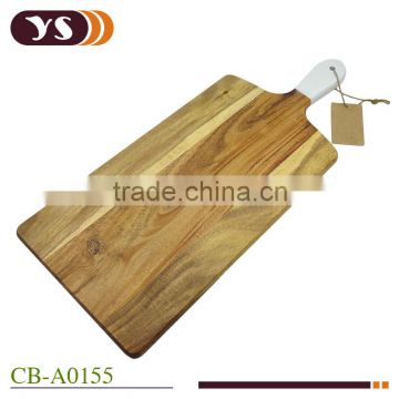 Handled long acacia wood serving board