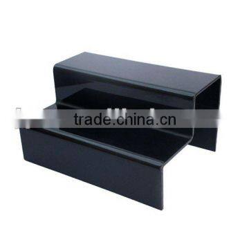 black colored acrylic 2-layer shoe show steps racks holder stand