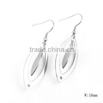 SRE6011 Fashion Jewelry Crystal Setting Leaf Stainless Steel Dangle Earring