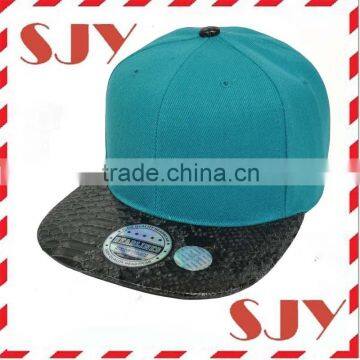 Snake leahter flat brim high quality blank snapback hat