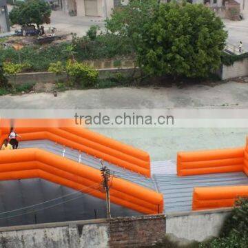 Orange With Grey Inflatable Zorb Ball Track, Gaint Inflatable Zorb Ball Game Slide For Sale
