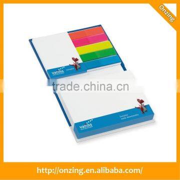 Hard cover paper memo pad sticky notepad with plastic flag